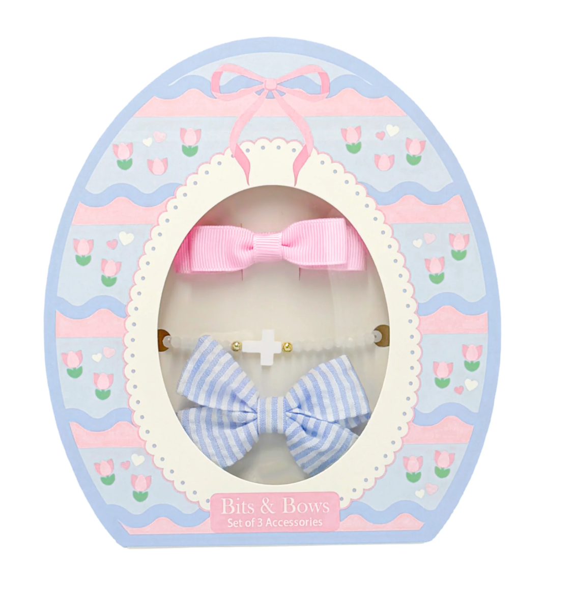 Easter Egg Bows & Bracelet Set - Blue