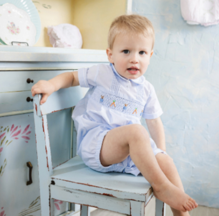 Boys Easter Bunny Smocked Shortall