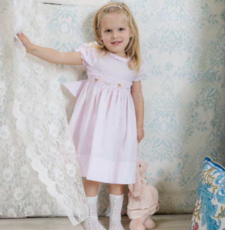 Girls Easter Bunny Smocked Dress