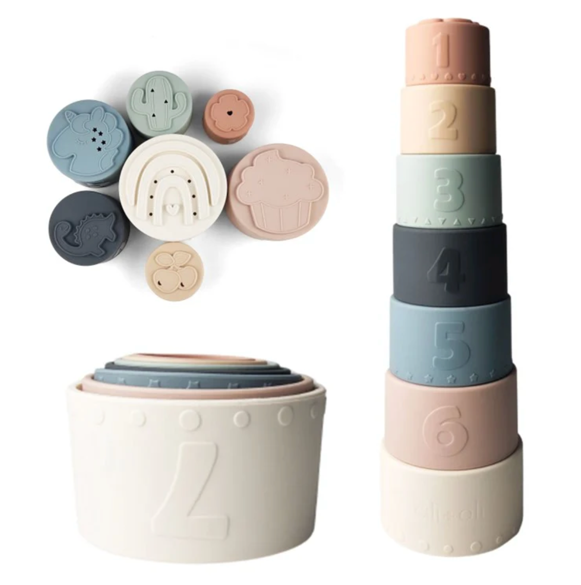 Large Soft Silicone Stacking Cups (7-pc)