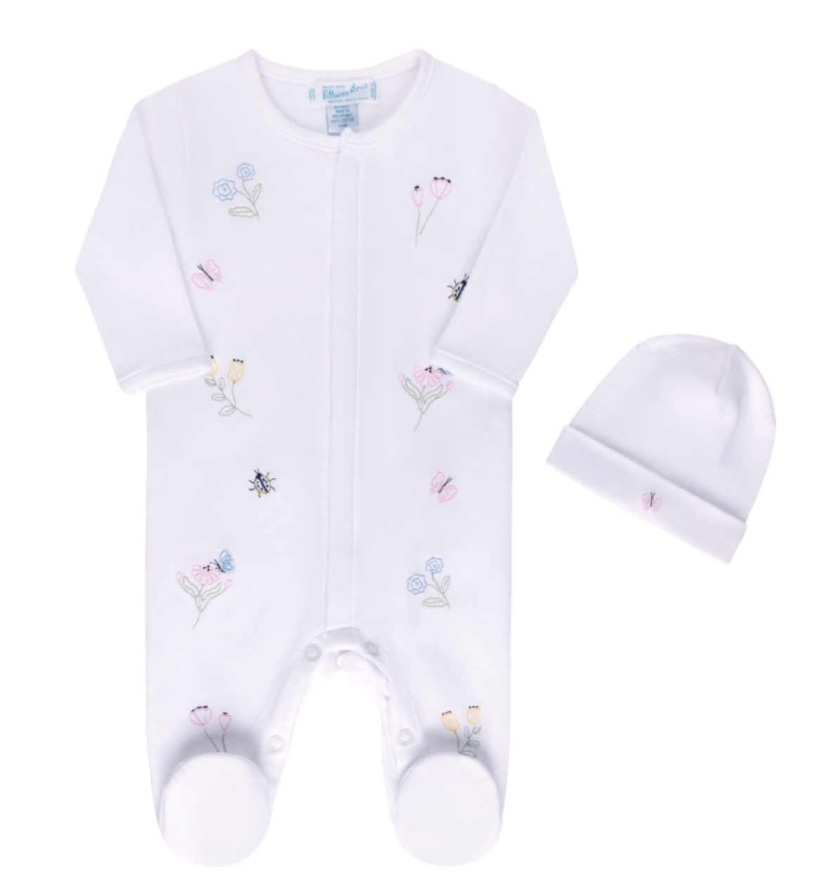 Garden Embroidered Cotton Romper W/Hat