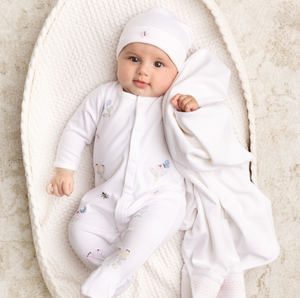 Garden Embroidered Cotton Romper W/Hat
