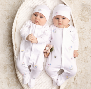 Garden Embroidered Cotton Romper W/Hat
