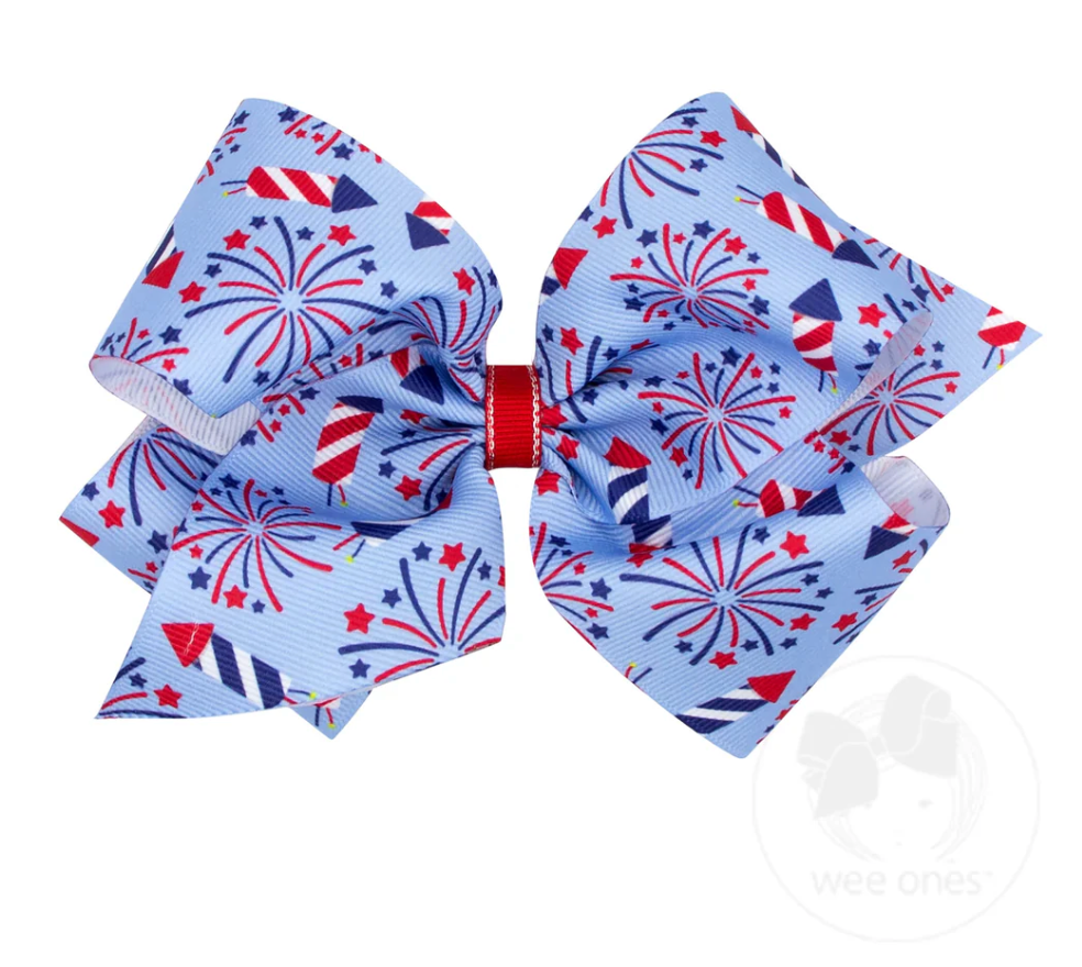 Millenium Blue Firework King Grosgrain Bow