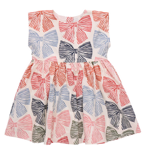 Girls Adaline Dress - Multi Striped Bows
