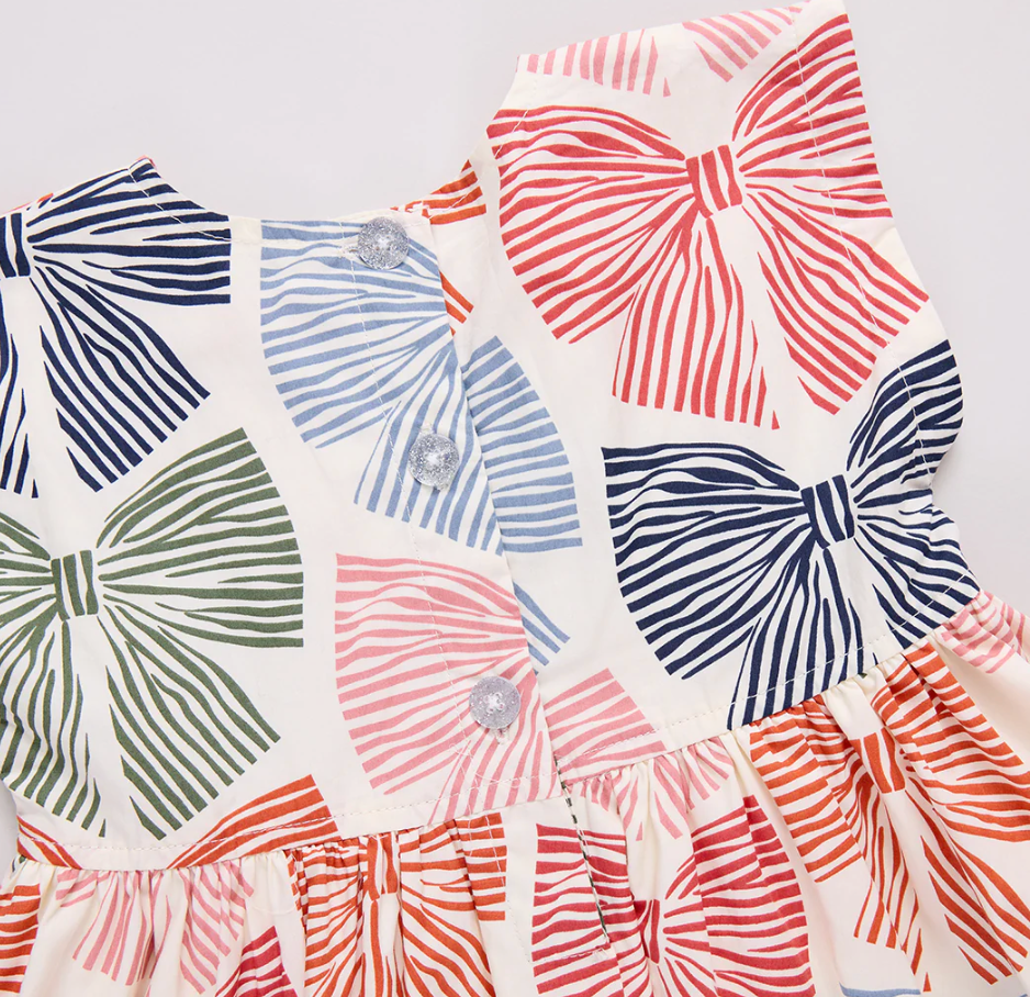 Girls Adaline Dress - Multi Striped Bows