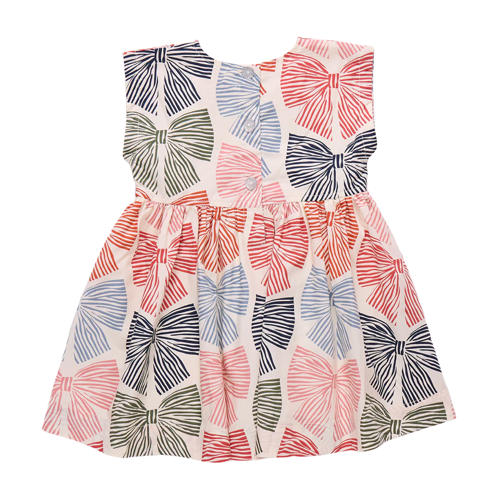 Girls Adaline Dress - Multi Striped Bows
