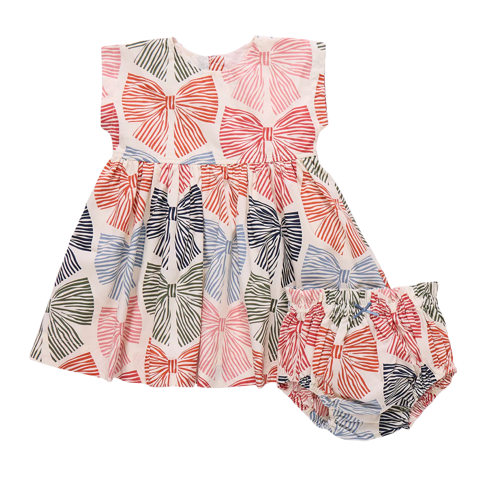 Baby Girls Adaline Dress Set - Multi Striped Bows