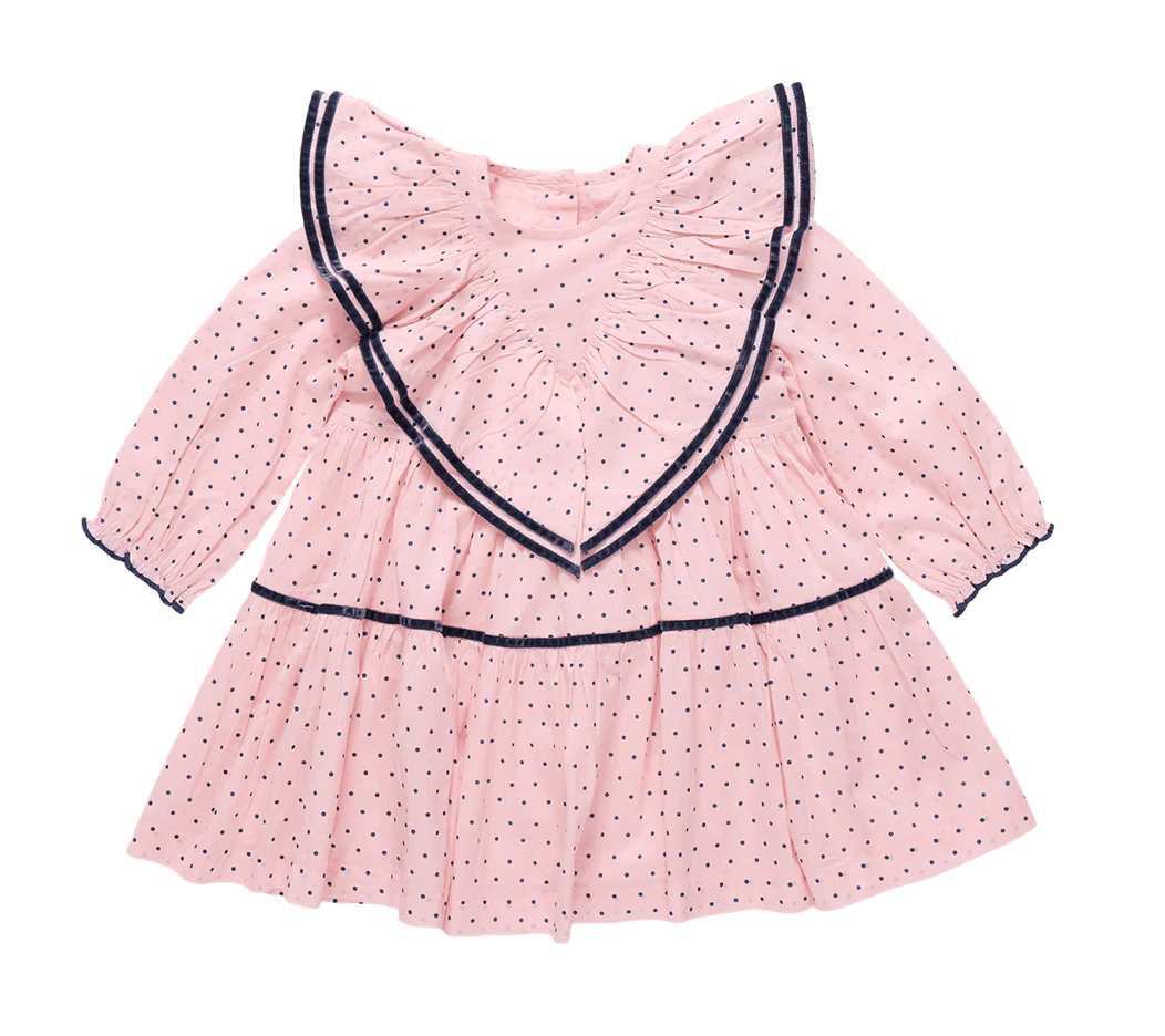 Girls Raphaela Dress - Strawberry Cream Polka Dot