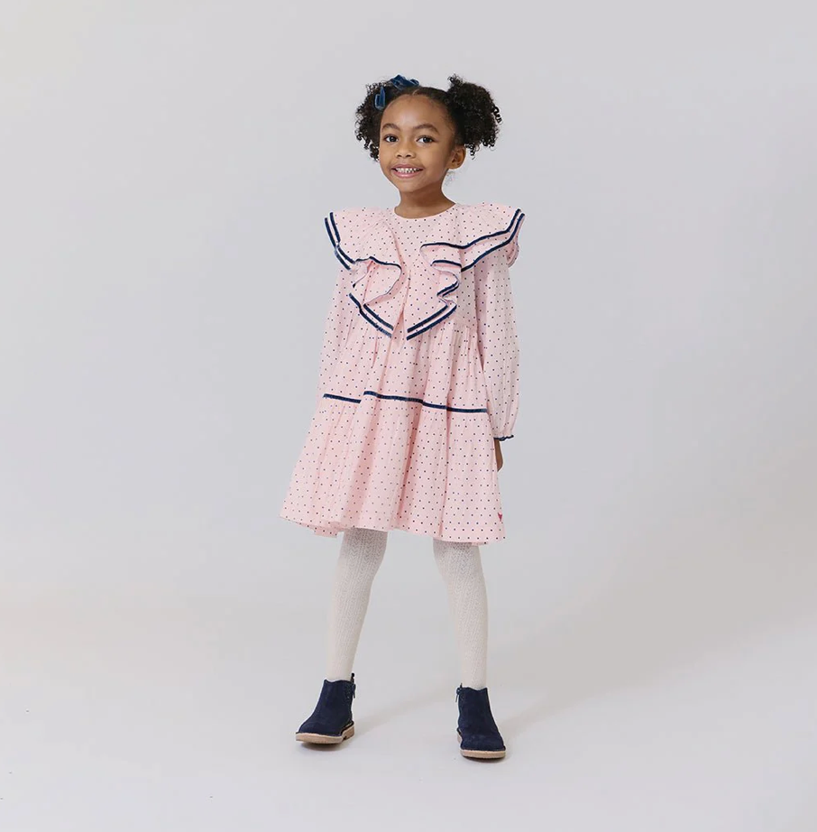 Girls Raphaela Dress - Strawberry Cream Polka Dot