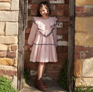 Girls Raphaela Dress - Strawberry Cream Polka Dot