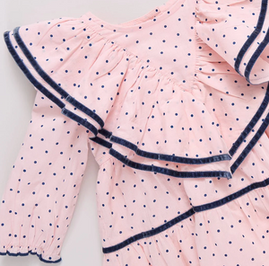 Girls Raphaela Dress - Strawberry Cream Polka Dot