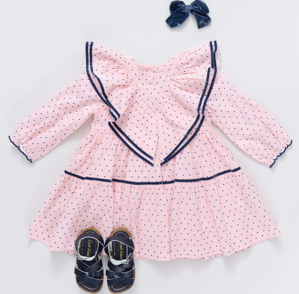 Girls Raphaela Dress - Strawberry Cream Polka Dot