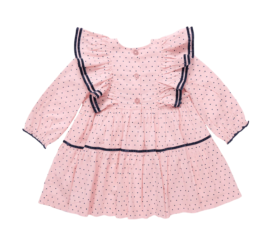 Girls Raphaela Dress - Strawberry Cream Polka Dot