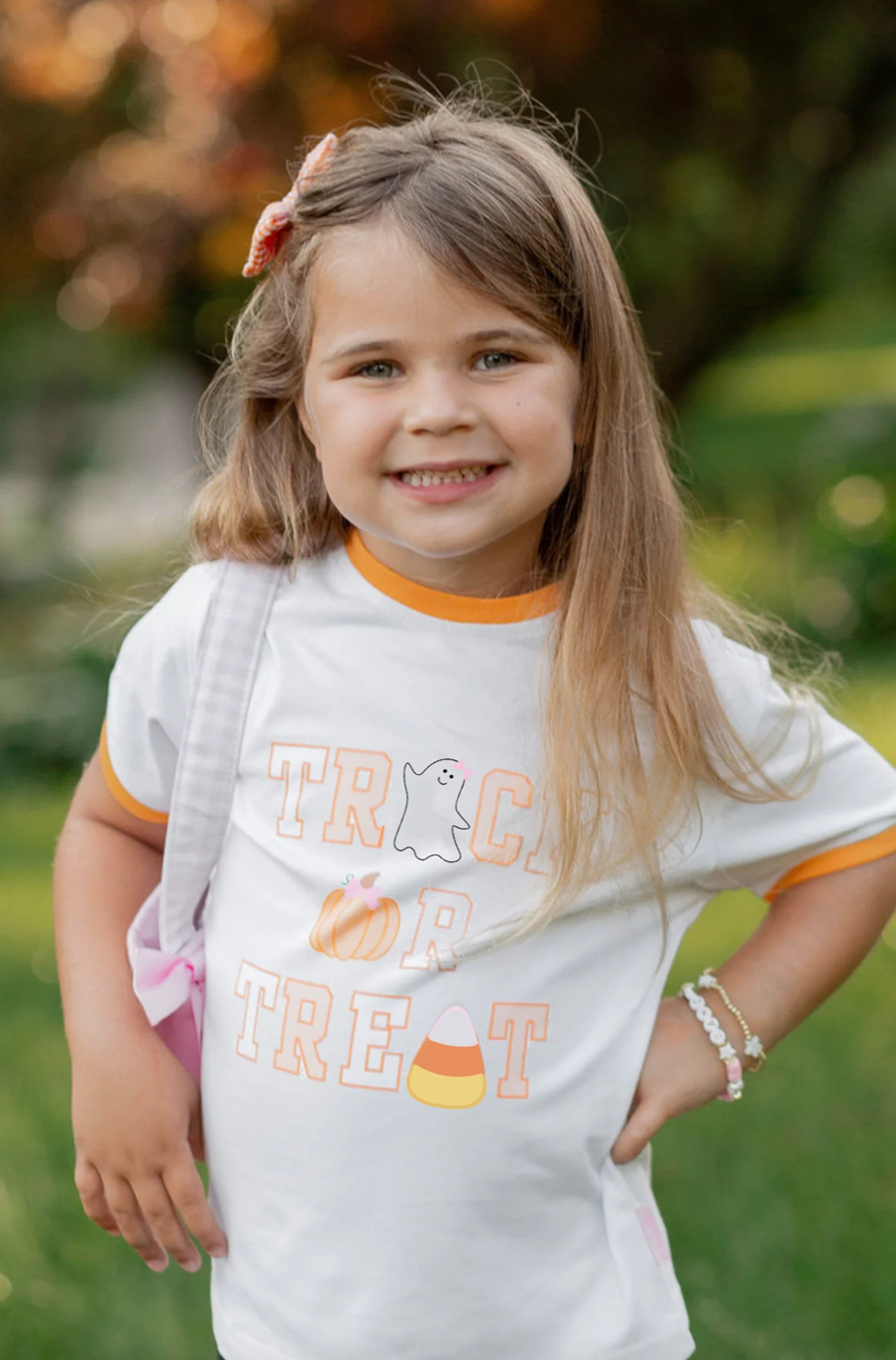 Trick-or-Treat Halloween Bow T-Shirt (Girls)