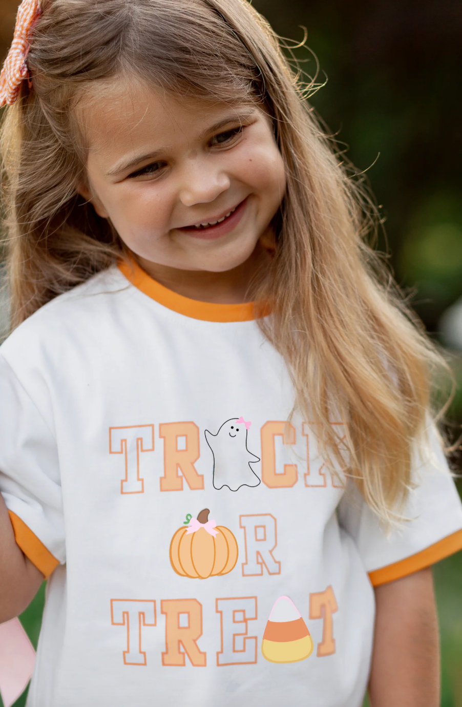 Trick-or-Treat Halloween Bow T-Shirt (Girls)