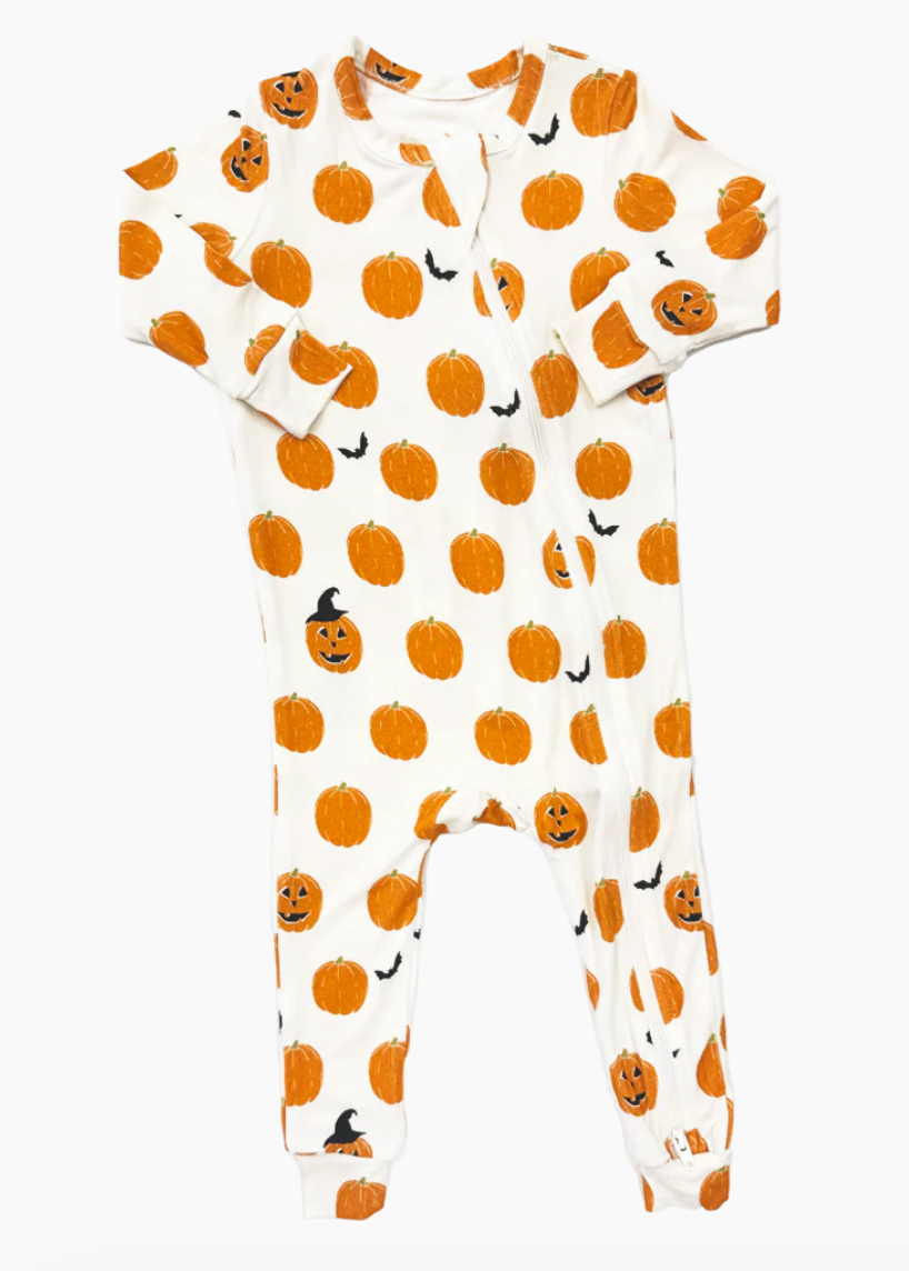 Baby Bamboo Romper - Halloween Jack O' Lantern