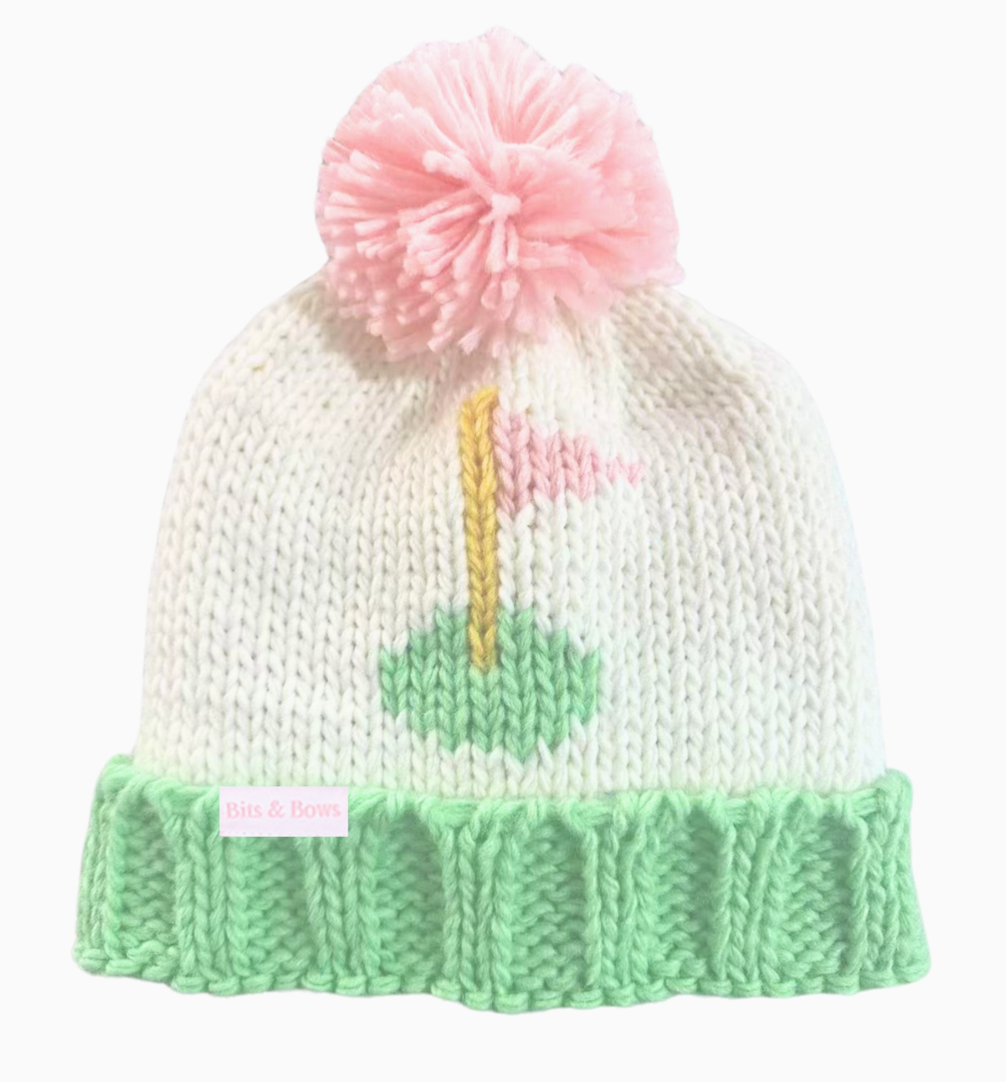 Pink Golf Flag Bobble Hat