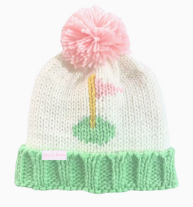 Pink Golf Flag Bobble Hat