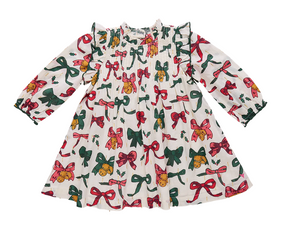 Girls Jaipur Dress - Christmas Bows and Bells