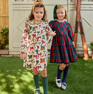 Girls Jaipur Dress - Christmas Bows and Bells