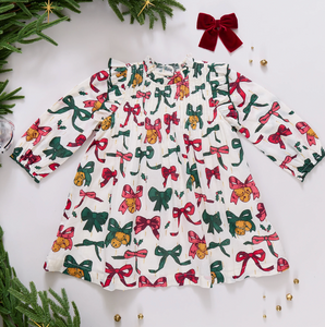 Girls Jaipur Dress - Christmas Bows and Bells
