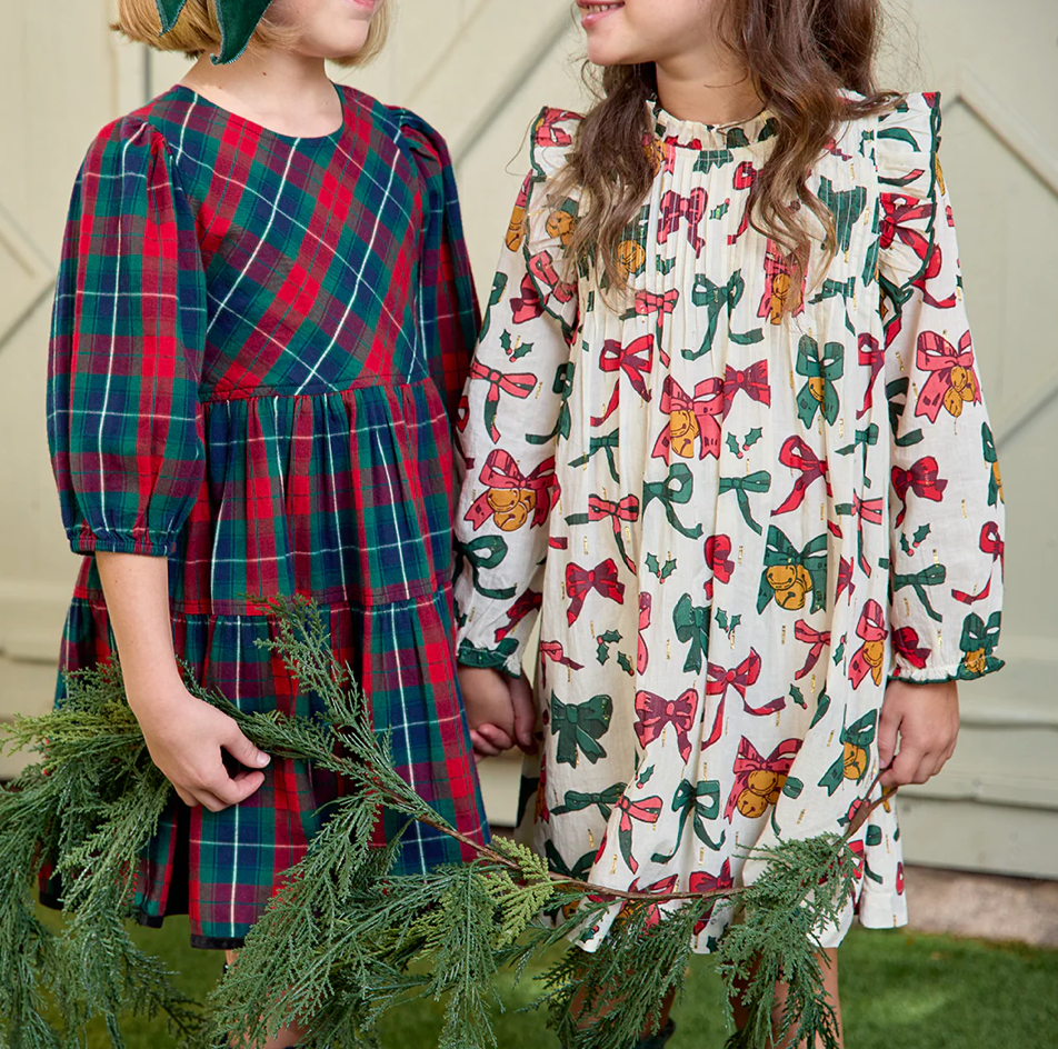 Girls Jaipur Dress - Christmas Bows and Bells
