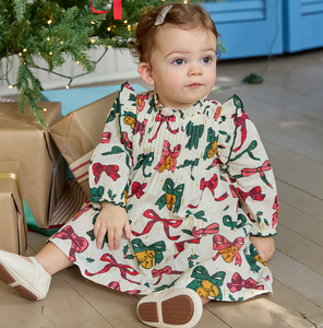 Baby Girls Jaipur Dress Set- Christmas Bows and Bells