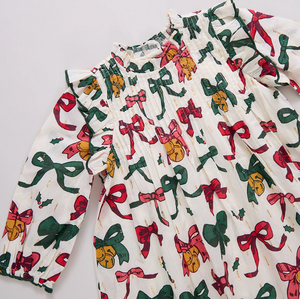Baby Girls Jaipur Dress Set- Christmas Bows and Bells