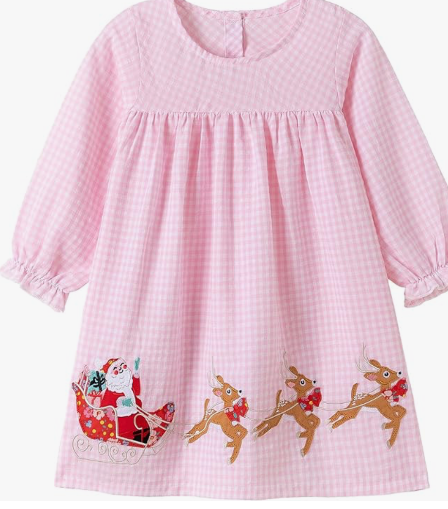 Pink Grid Santa Dress