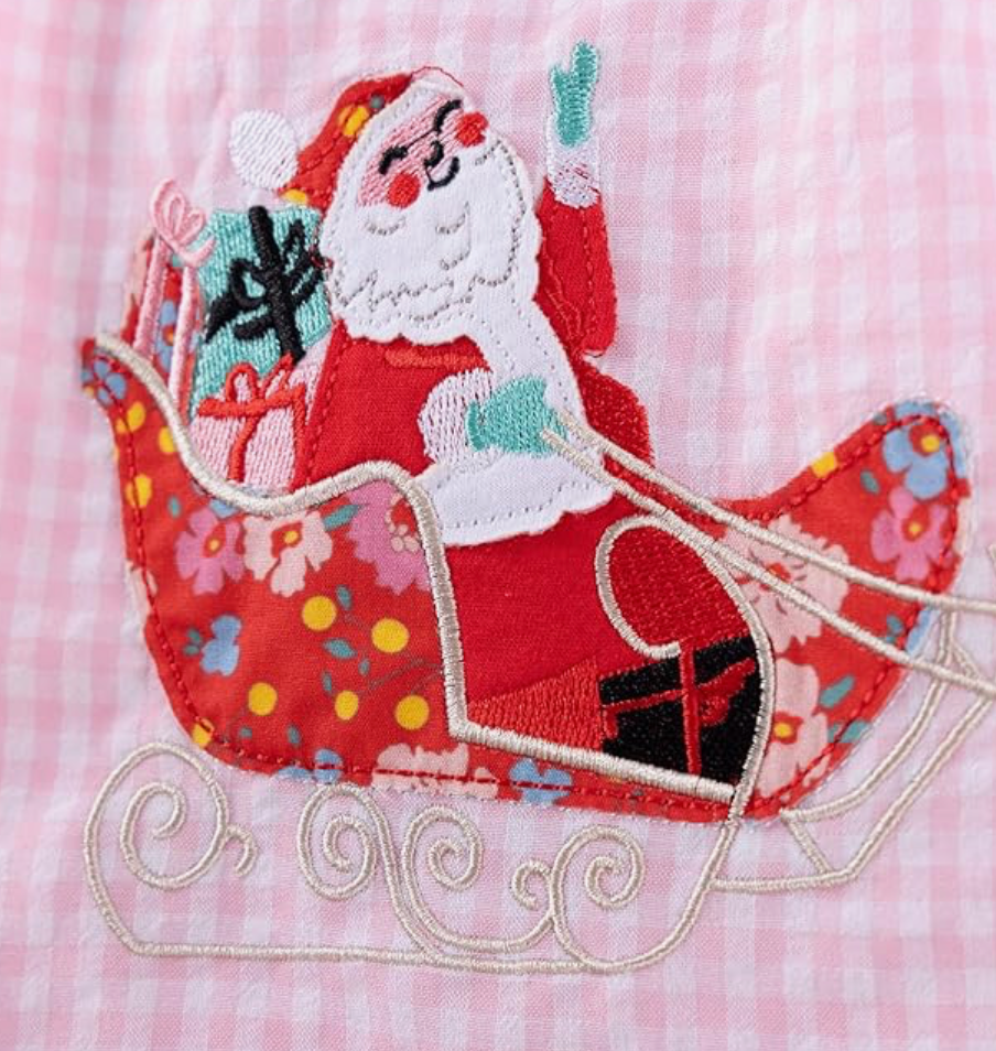 Pink Grid Santa Dress
