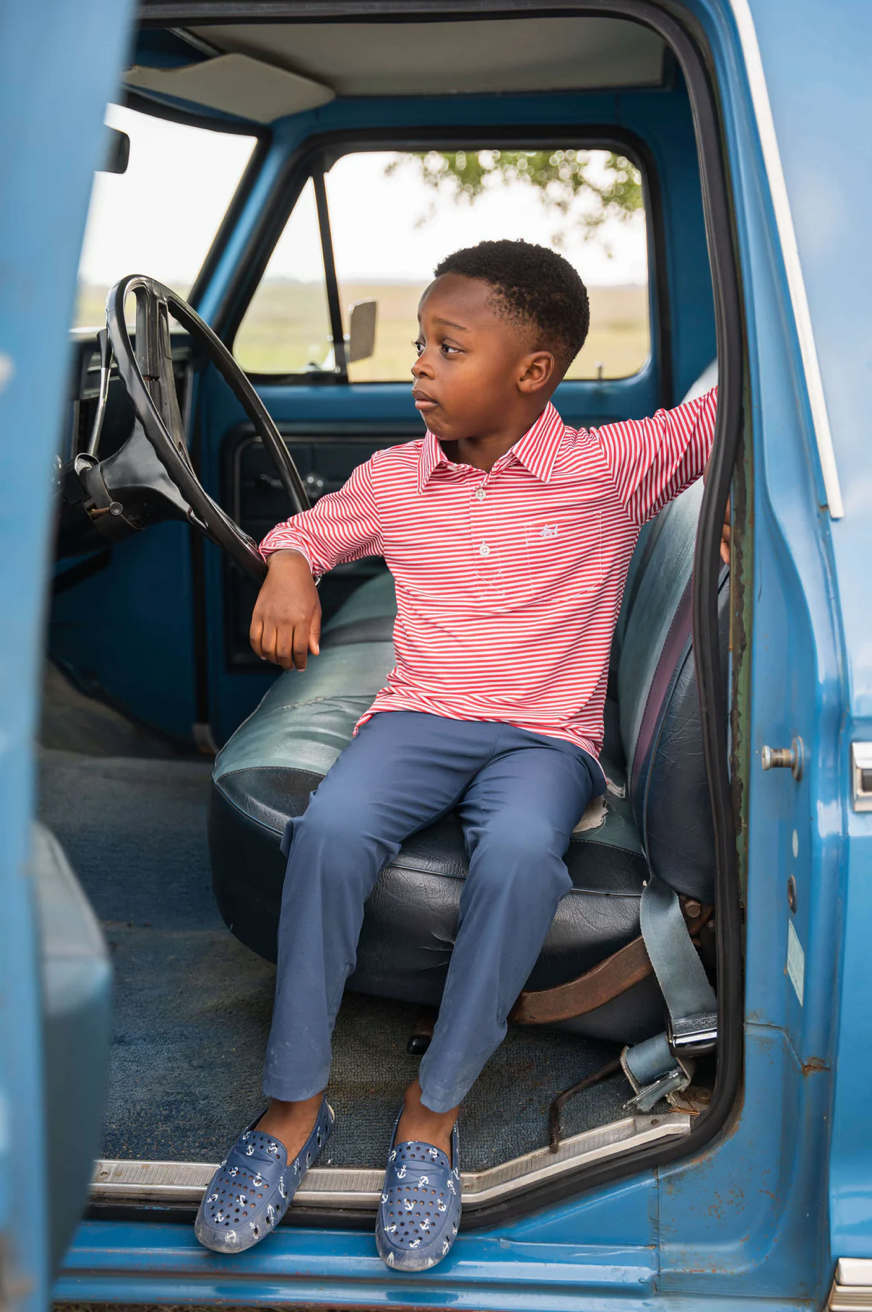 Red Stripe Long Sleeve Inshore Performance Polo