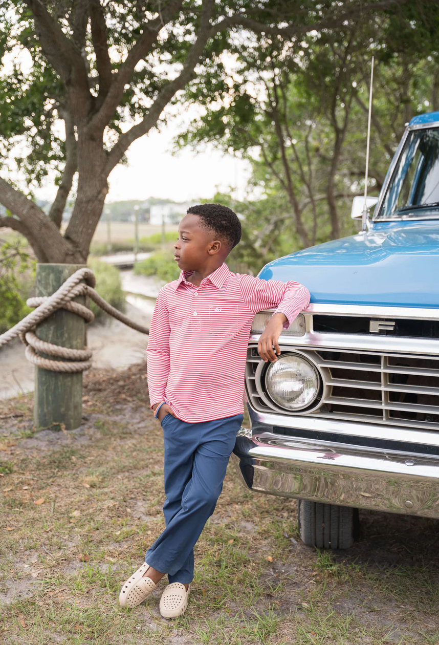 Red Stripe Long Sleeve Inshore Performance Polo