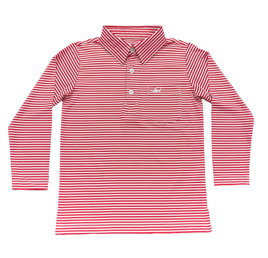 Red Stripe Long Sleeve Inshore Performance Polo