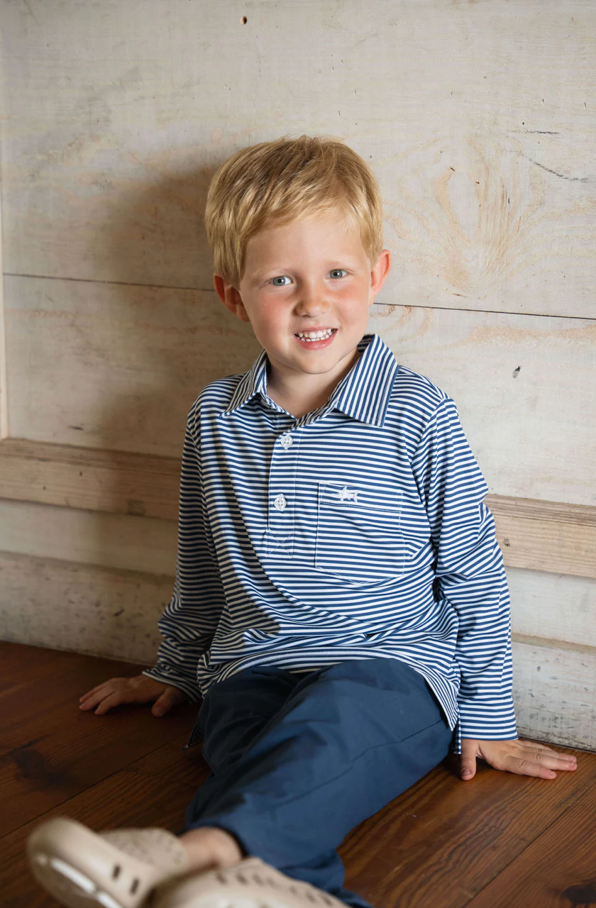 Navy Long Sleeve Inshore Performance Polo