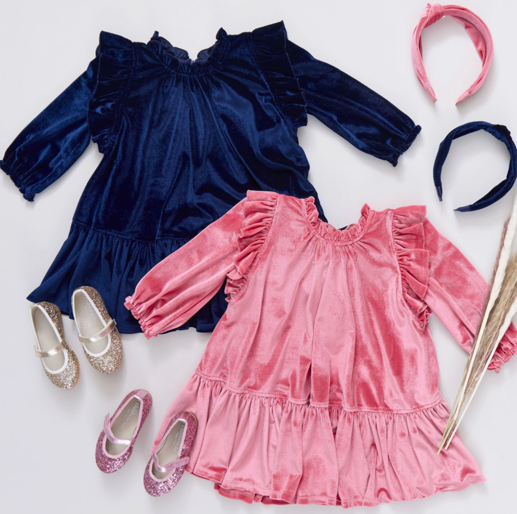 Desert Rose Girls Velour Harper Dress