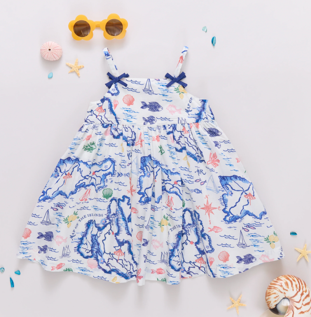 Girls Tia Dress - Island Map