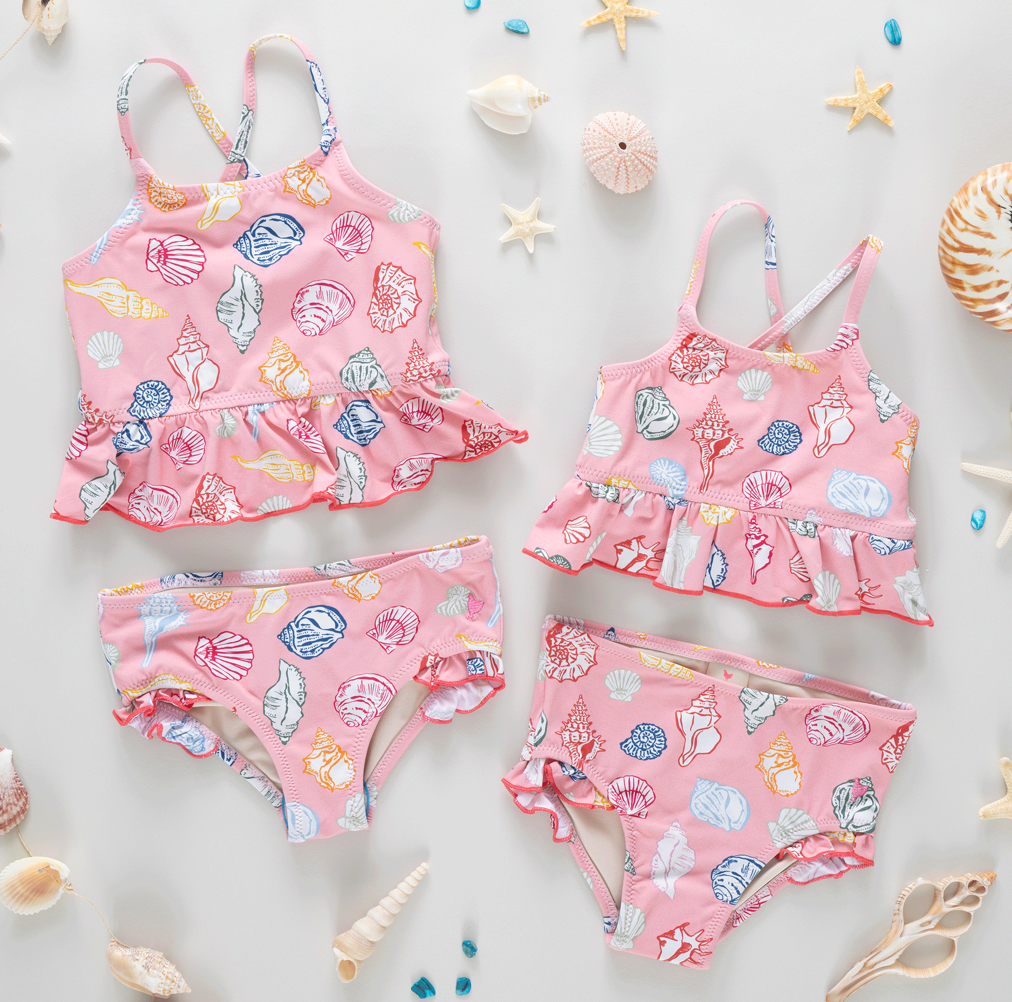 Baby Girls Joy Tankini - Pink Seashells