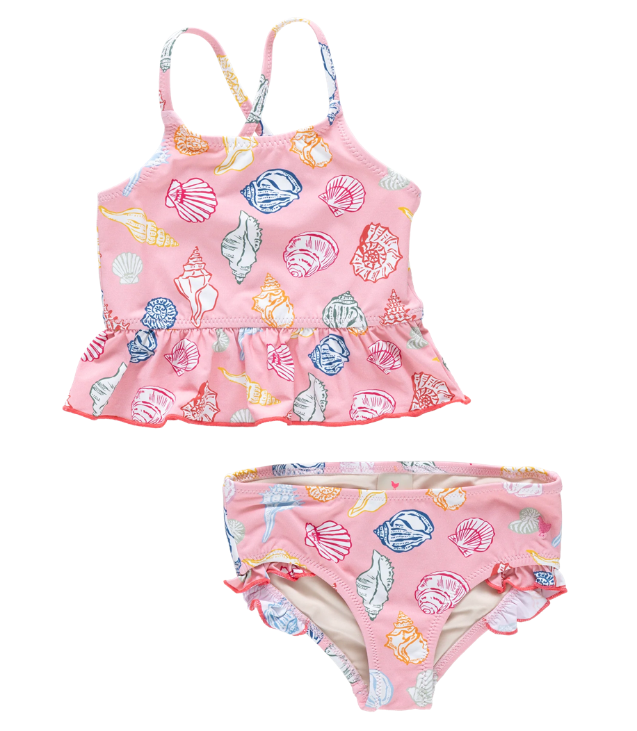 Girls Joy Tankini - Pink Seashells