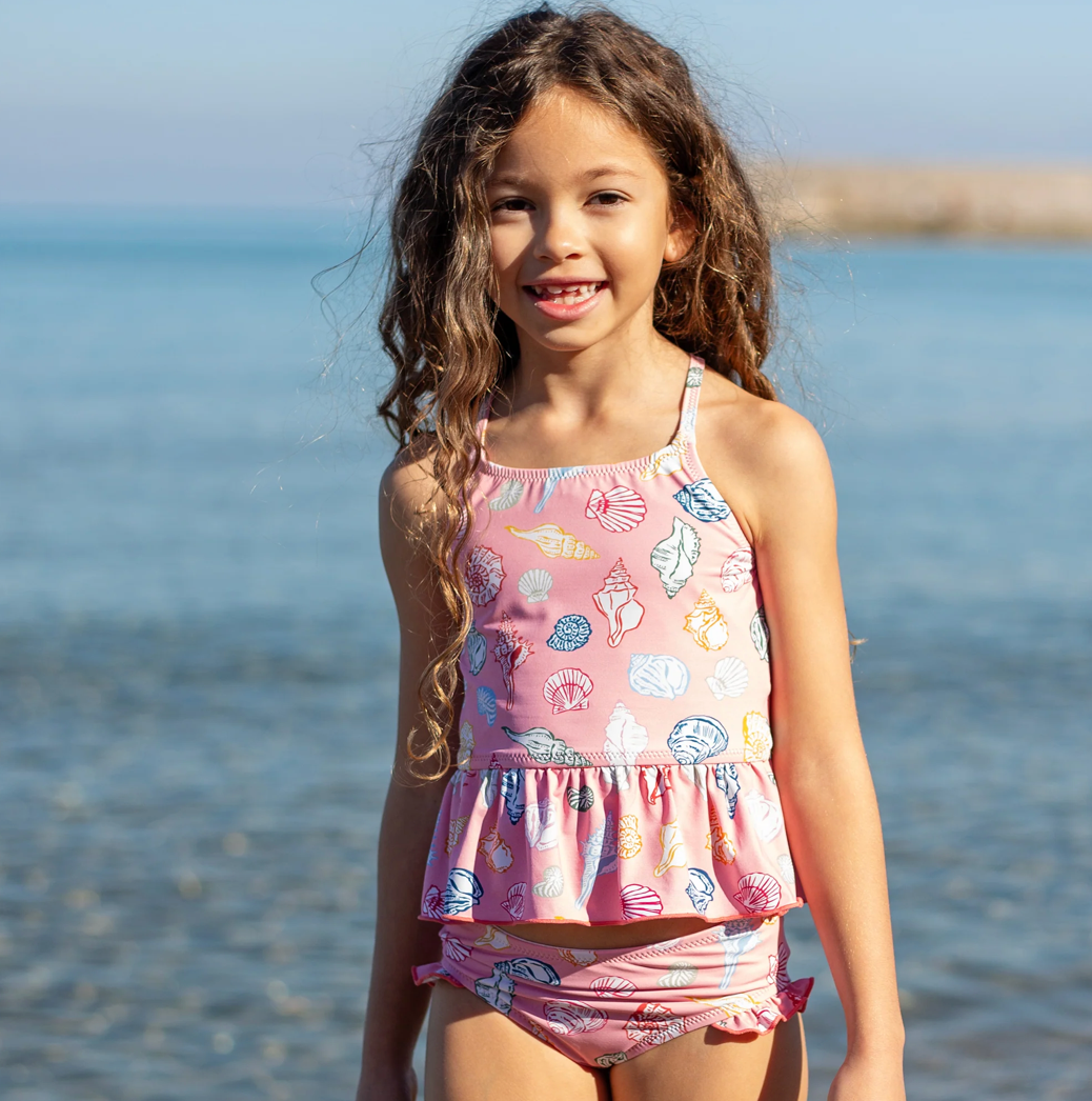 Girls Joy Tankini - Pink Seashells