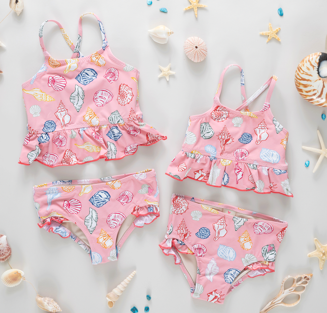 Girls Joy Tankini - Pink Seashells