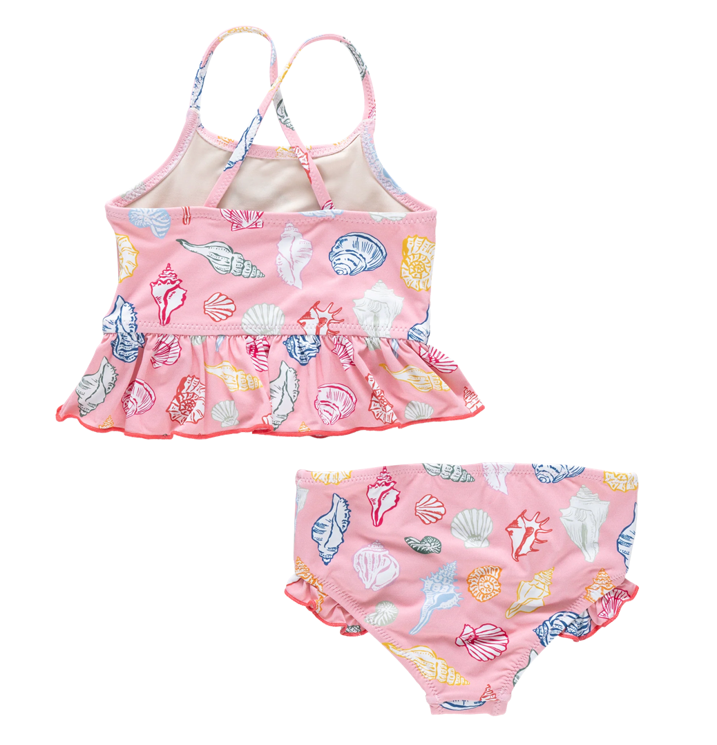 Girls Joy Tankini - Pink Seashells