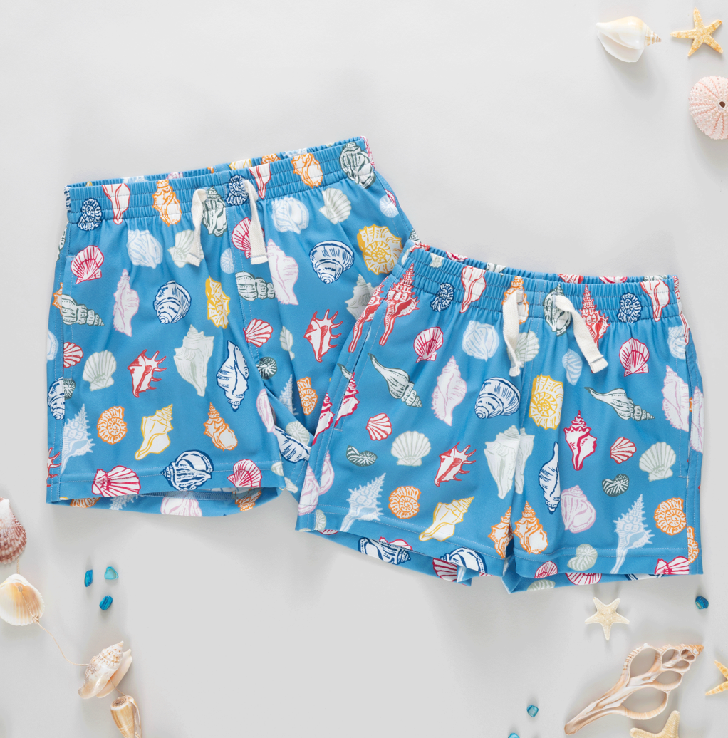Baby Boys Swim Trunk - Blue Seashells