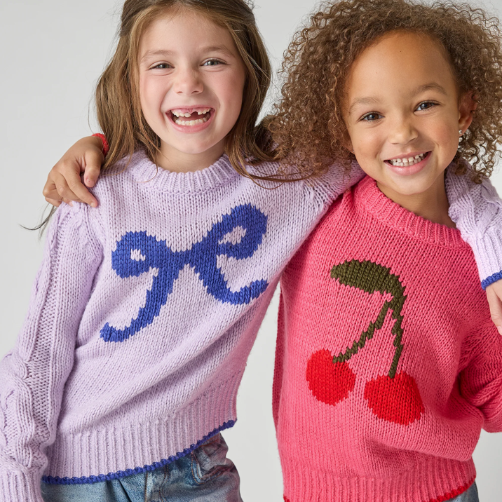Girls Haven Sweater - Purple Bow