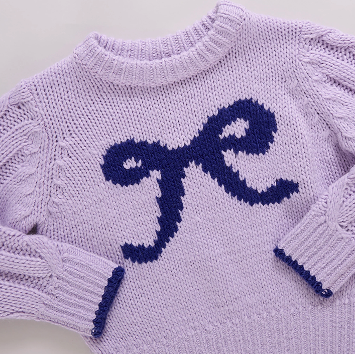 Girls Haven Sweater - Purple Bow