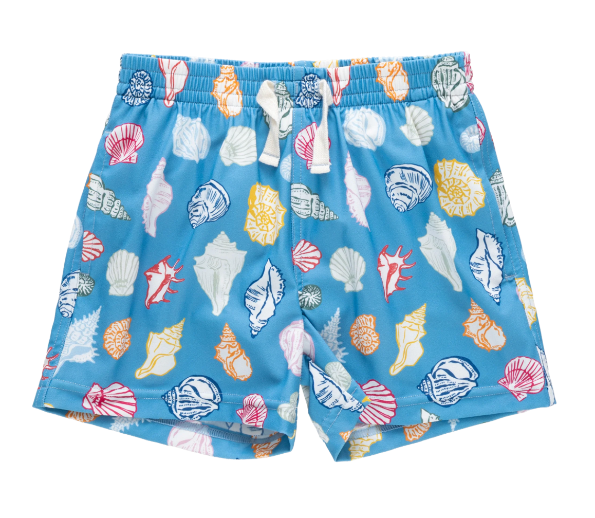 Boys Swim Trunk - Blue Seashells