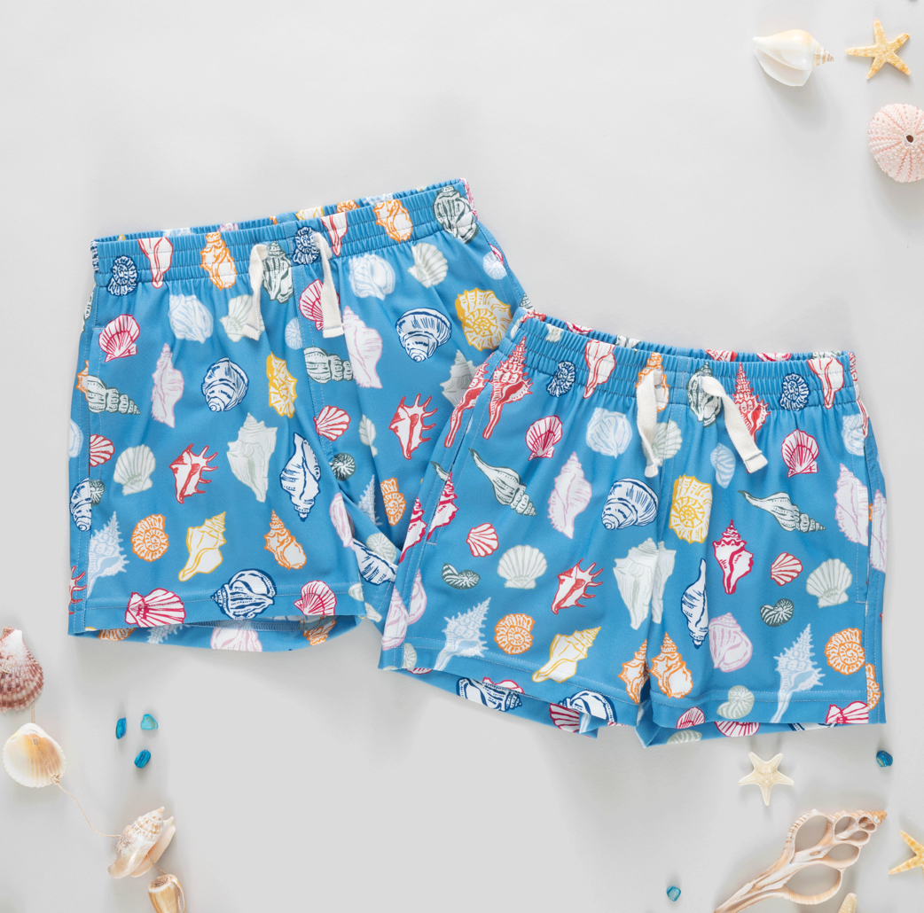 Boys Swim Trunk - Blue Seashells