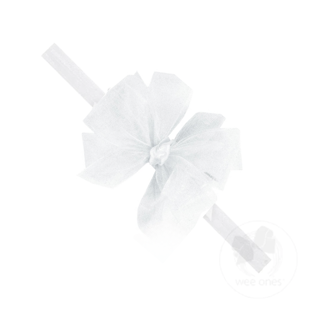White Extra Small Organza Bow on Band