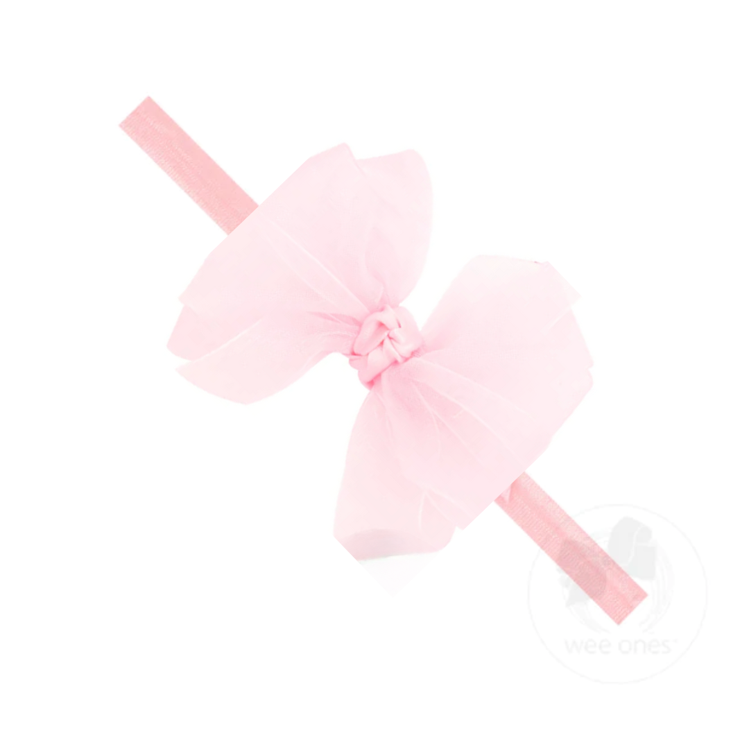 Light Pink Extra Small Organza Bow on Band