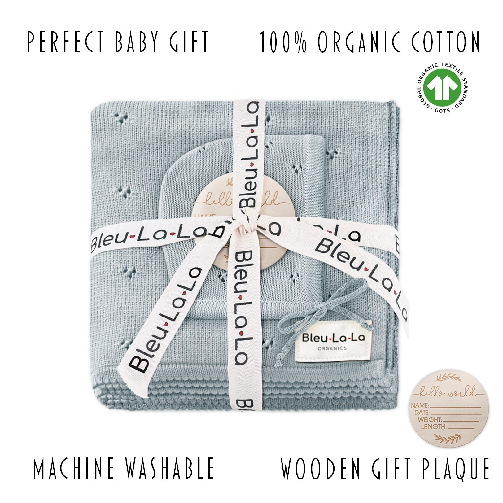 Organic Pointelle Swaddle Blanket + Hat Gift Set